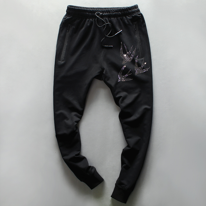 

New men's jogging pants hip hop street men's hot drilling pants breathable spring and summer hot drilling sports, As shown
