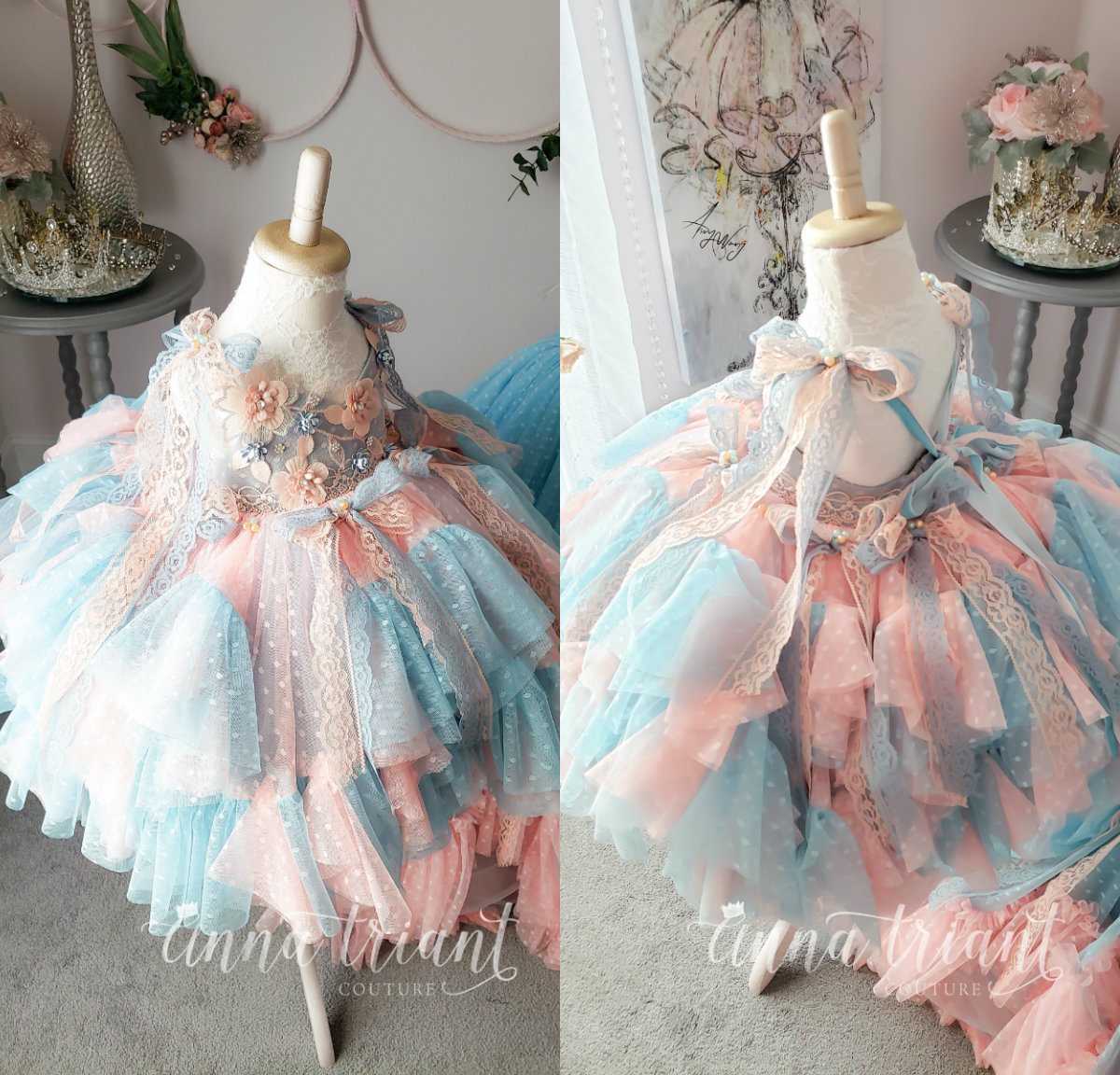 

2020 Blue Pink Little Girls Pageant Dresses Lace 3D Floral Appliqued Beads Cute Flower Girl Dress for Wedding Party Gowns Princess Wear, Purple