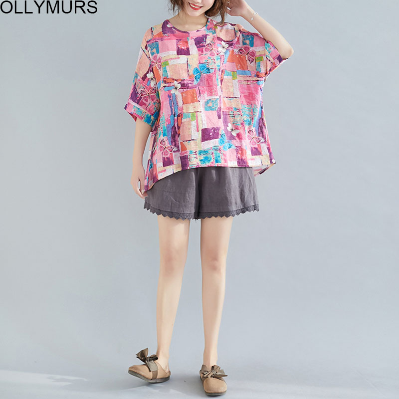 

Summer Plus Size T-Shirts Women Clothing Basic Casual Lady Tunic Tops Shirt Cotton Fashion Print Loose Women Tshirt Pink 4XL 5XL