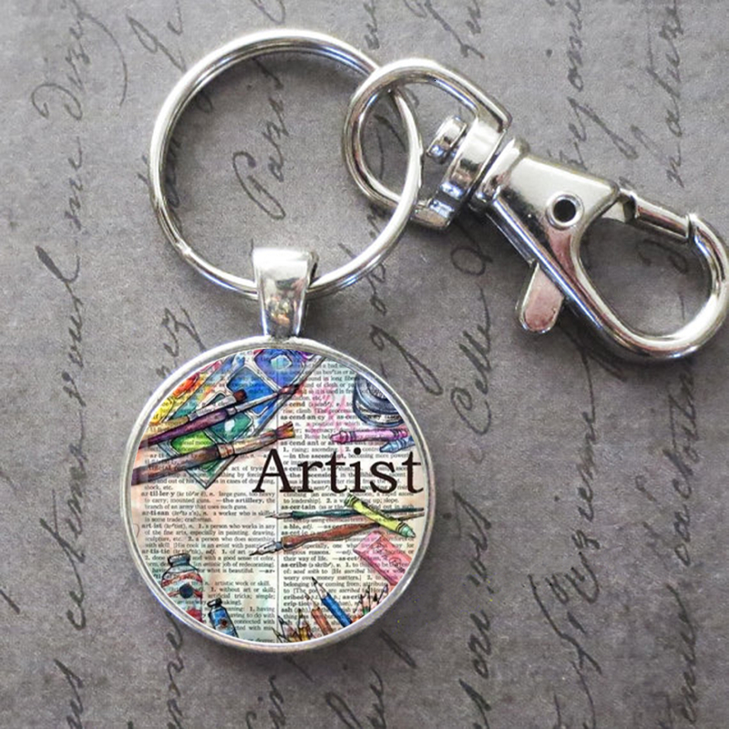 

Art Artist Key Ring Key Chain Buckle Glass Crystal Pendant Birthday Festival Anniversary Gift Jewelry Accessories