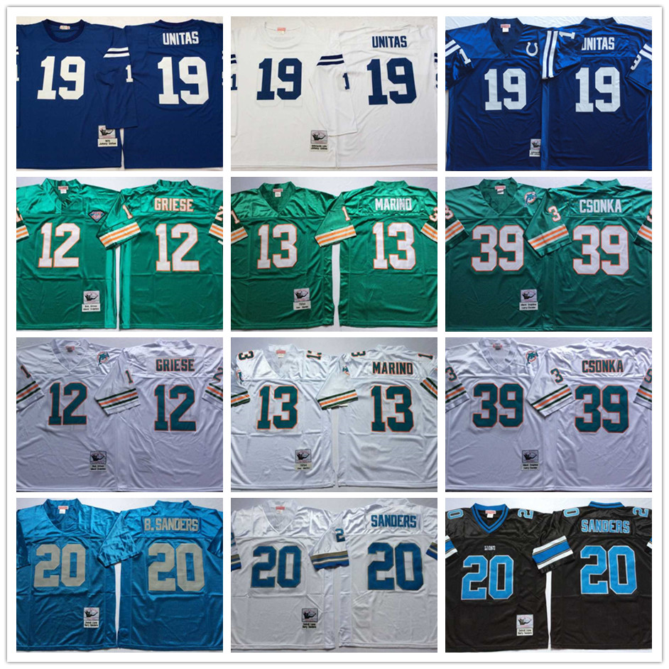 

Stitched Vintage Shirts Bob Griese Dan Marino Larry Csonka Barry Sanders Johnny Unitas Embroidery Football Jerseys, 20