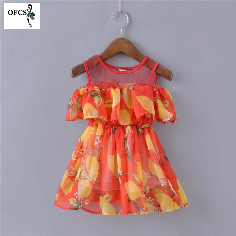

Children Dress Summer New Baby Girls Lace O-neck Cotton Dress Kid Girls Lemon Printed Cute Toddler Sweet Clothes 1-3 T, Black
