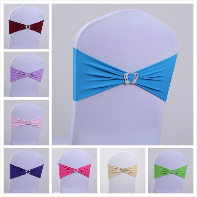 

The Crown shape Chair Cover Sash Spandex Stretch Wedding Chair Cover Sashes Band Ecofriendly Buckle Wedding Banquet Party Decoration