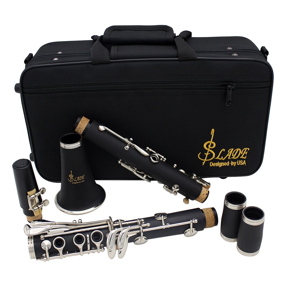 

Clarinet ABS 17 Key bB Flat Soprano Binocular Clarinet with Cleaning Cloth Gloves 10 Reeds Screwdriver Case Woodwind Instrument
