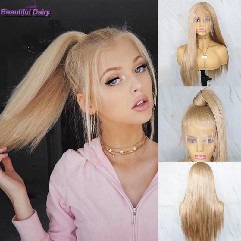 

Beautiful Diary Futura Hair Full Lace Synthetic Wigs Blonde Straight Wigs Pre Plucked Hairline Glueless Full Lace Wig, 103 color