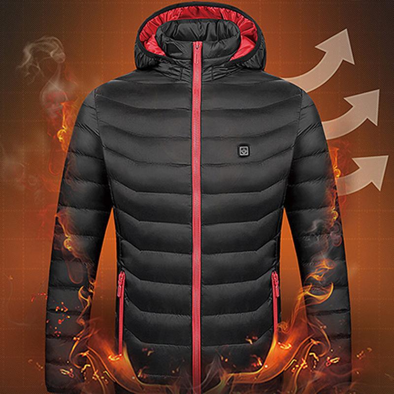 Winter Jacket Men Women Smart USB Abdominal Back Electric Heating Warm Down Cotton men clothes masculino