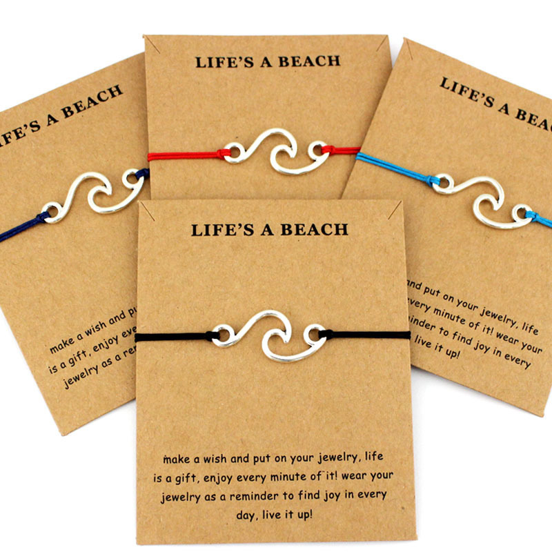 

Summer Fashion Ocean Style Beach Sea Spray Wave Charm Jewelry Make A Silver Gold Wave Bracelets For Women