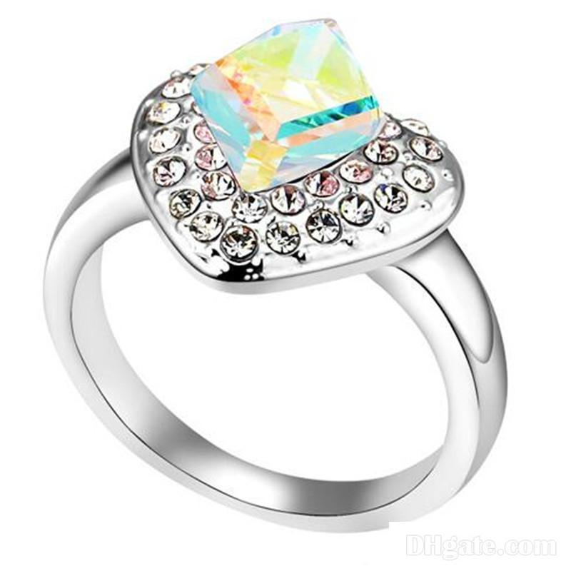 Goldring 24 quilates de oro gp anillo de compromiso anillo de bodas pedrería piedra anillo Anillo de diamantes