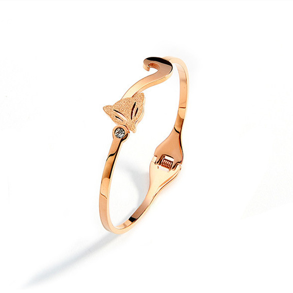 

Fashion Women Frosted Titanium Steel Bangle Rose Gold With Crystal Inlay Charm Bracelet & Bangle Girl Jewelry Wholesale