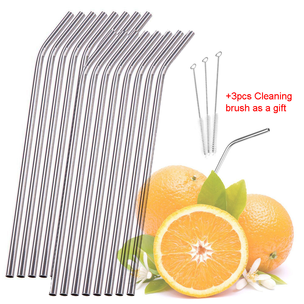 

20/50/100pcs Reusable Metal Drinking Straw 304 Stainless Steel Straws Bent Drinking Straw with Cleaner Brush for Mugs 20/30oz