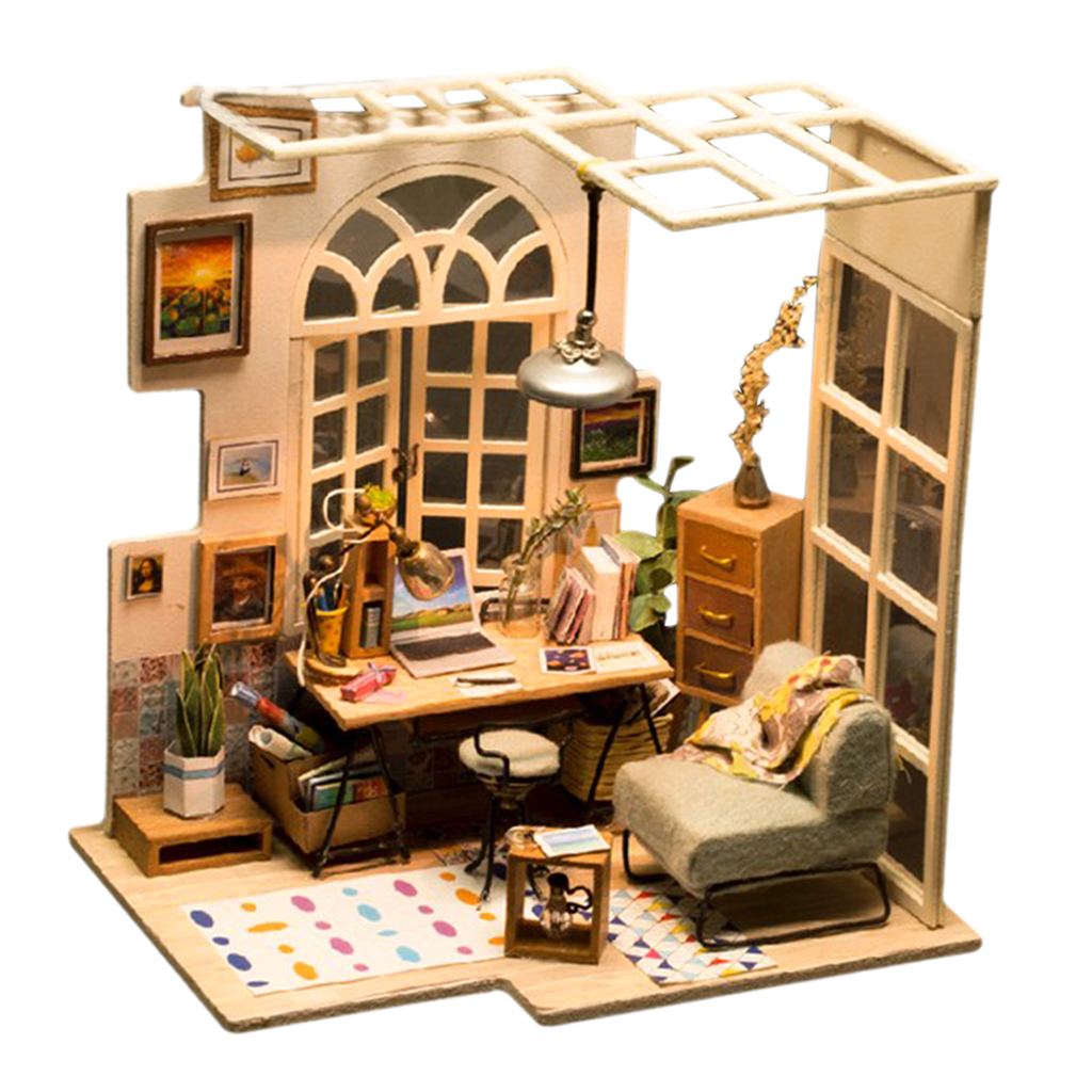 Delicato 1/24 fai da te in legno casa delle bambole kit in miniatura hotel 