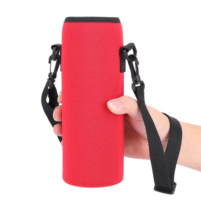 

Quality Strong And Durable Water Bottle Cover With Strap Carrier Insulated Bag Heat Insulation Function Pouch For Travel Lovers, Black