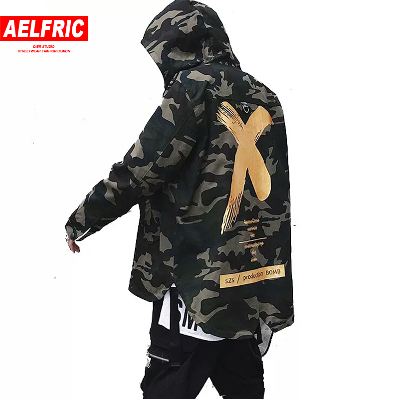 

AELFRIC Big Letter X Coat Camo Jacket Red Yellow Hoody Windbreakers Hip Hop Jackets Outwear Men Women US Size -XL TR01