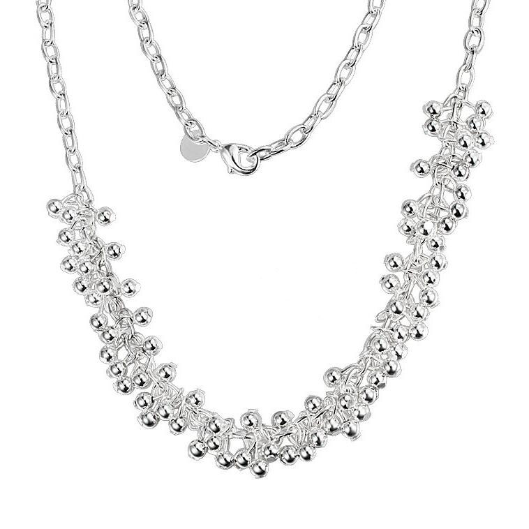

Free shipping Plated sterling silver necklace 20 INCHS Light Grape Necklace DHSN058 Hot sale 925 silver plate Chains jewelry