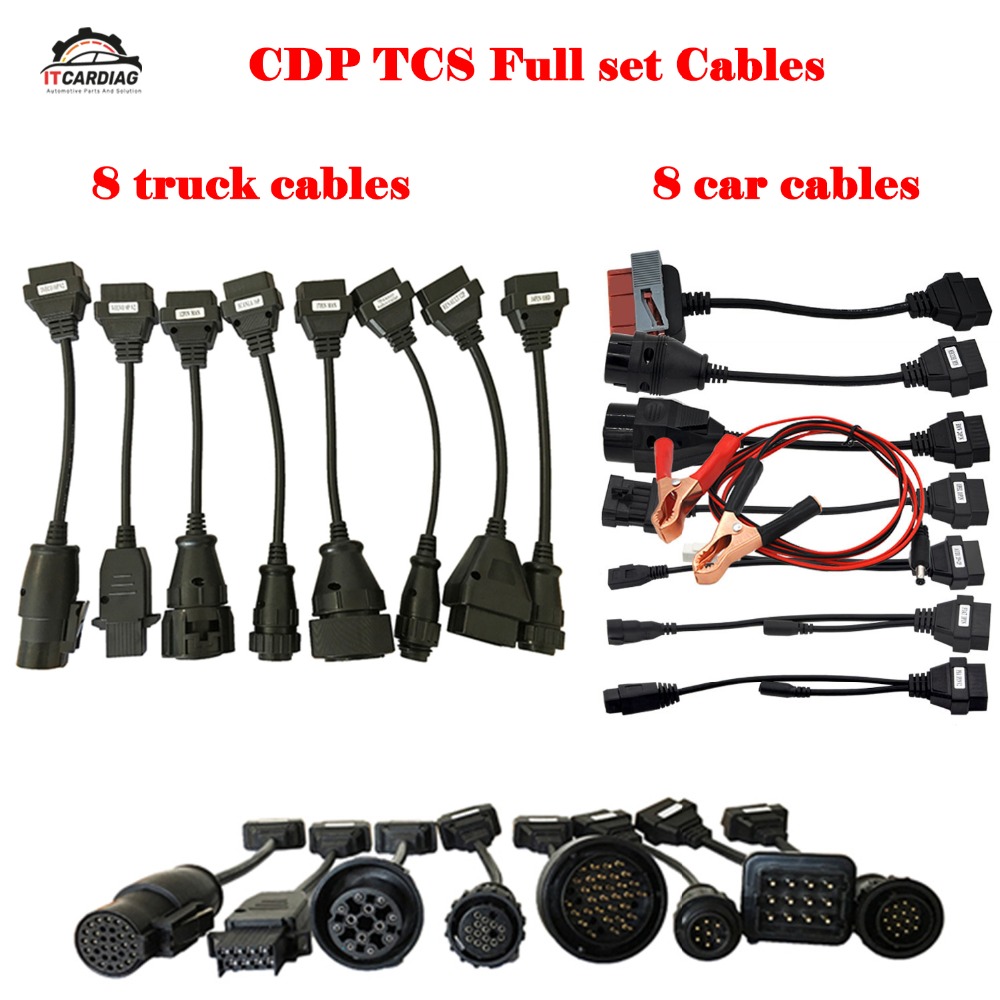 

For Ds150e 2019 Full Set 8 Truck Cables 8 Car Cables OBD2 Diagnostic Tool OBDII OBD 2 Connect Cable