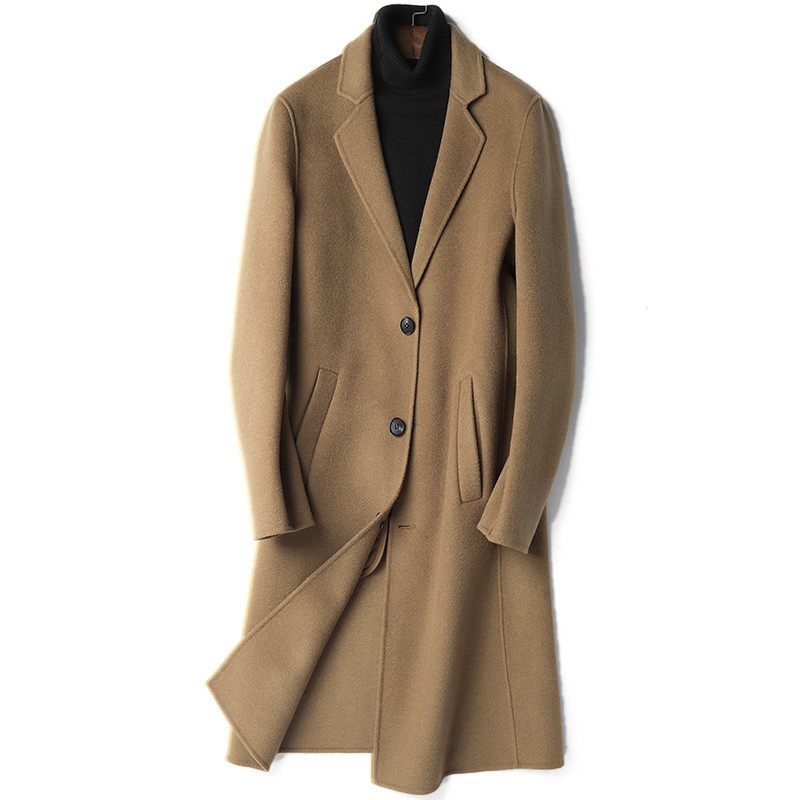 

Autumn Winter Jacket Men Double-side Woolen Coat Men Streetwear Windbreaker Wool Coat Mens Jackets and Coats 4497 MY1966, Black