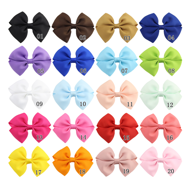 

20 Color High quality Lovely Girls Bow Tie Hair Clip Solid Grosgrain Ribbon Bow-knot Hairpins Hairgrips Accessories, As pic