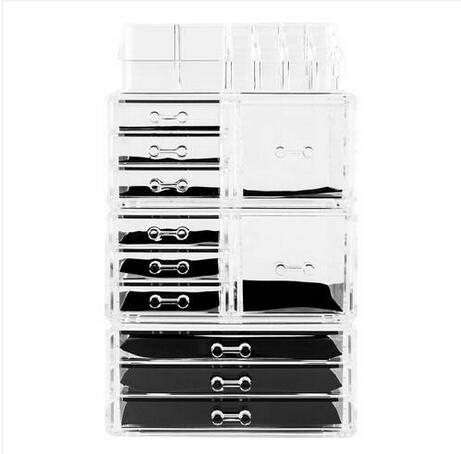 

2019 Wholesales Free shipping Acrylic Cosmetics Storage Rack with 11 Drawers Transparent