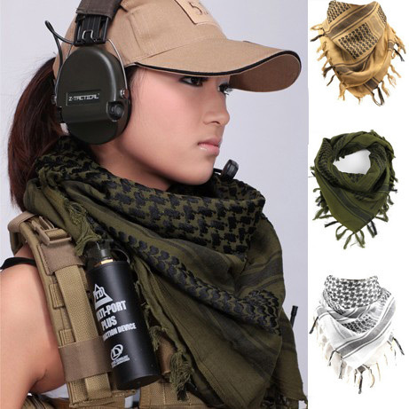 

Hunting Cycling neck wargame sjaal Windproof Scarf Camouflage Tactical Wargame Desert Arabic Keffiyeh Scarves Shemagh, Black