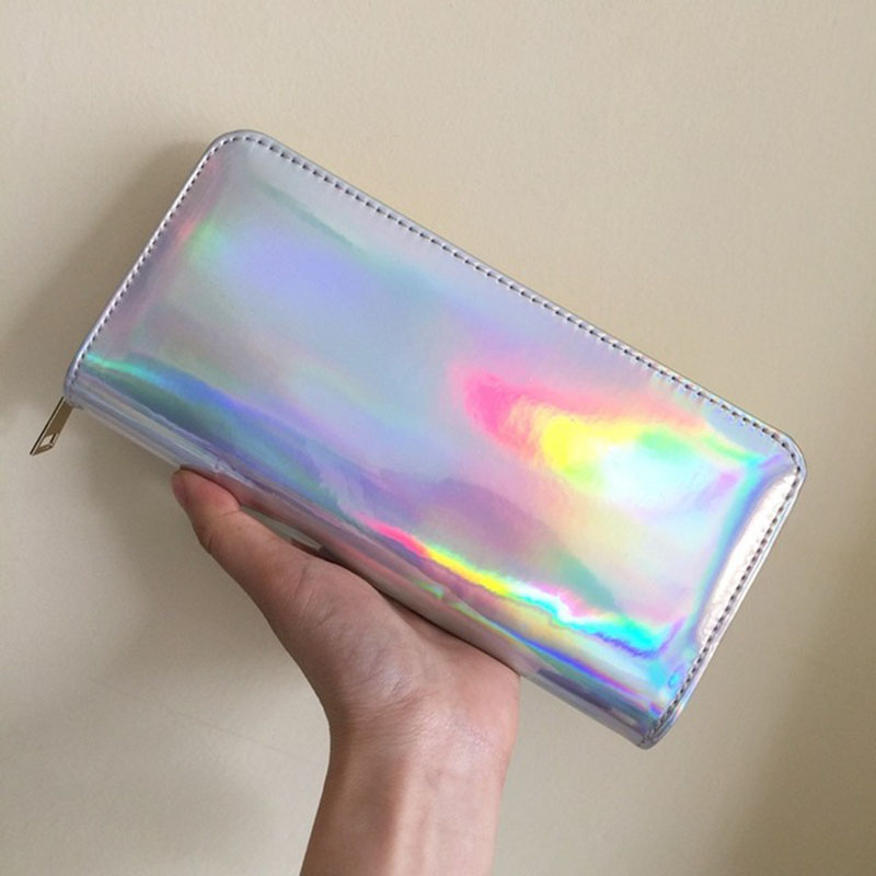 

Women Wallets Female Cute Silver Laser Leather Purse Ladies Fashion Money Bags, Gold