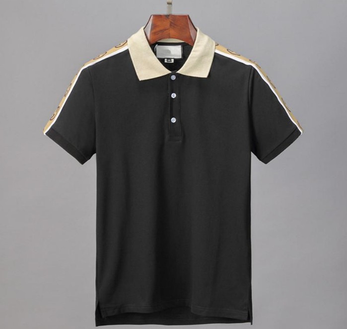 

Fashion- New Luxury Designer Polo Shirts Men Casual Polos Fashion Letter Print Embroidery T Shirt High Street Mens Cotton Polos -3XL, Black