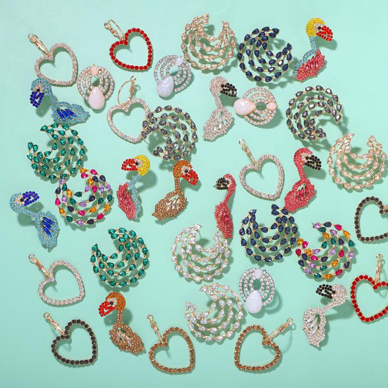 

Dangle & Chandelier Dvacaman Boho Colorful Shiny Full Rhinestone Geometric Drop Earrings Women Cute Crystal Duck Pendant 2021 Ly Jewelry