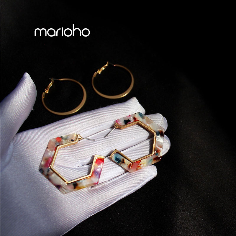 

Hoop & Huggie European Retro Metal Matte Acetic Acid Geometric Earrings Gold Color Hollow Statement Simple Jewelry Party Women