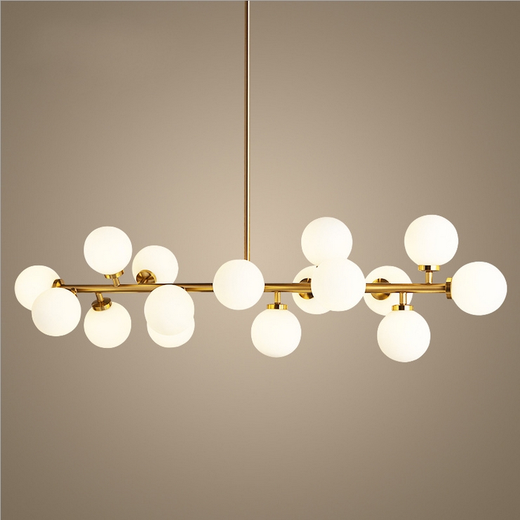 

G4 16 lights luxury lighting golden metal Nordic led frosted Glass Chandelier
