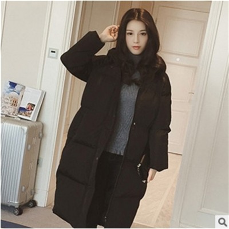 

Women's Down Jacket Winter Female Jacket Fashion Hooded Long Down Coat Cotton Thick Warm Slim Warm Coat Outerwear Parkas, Black