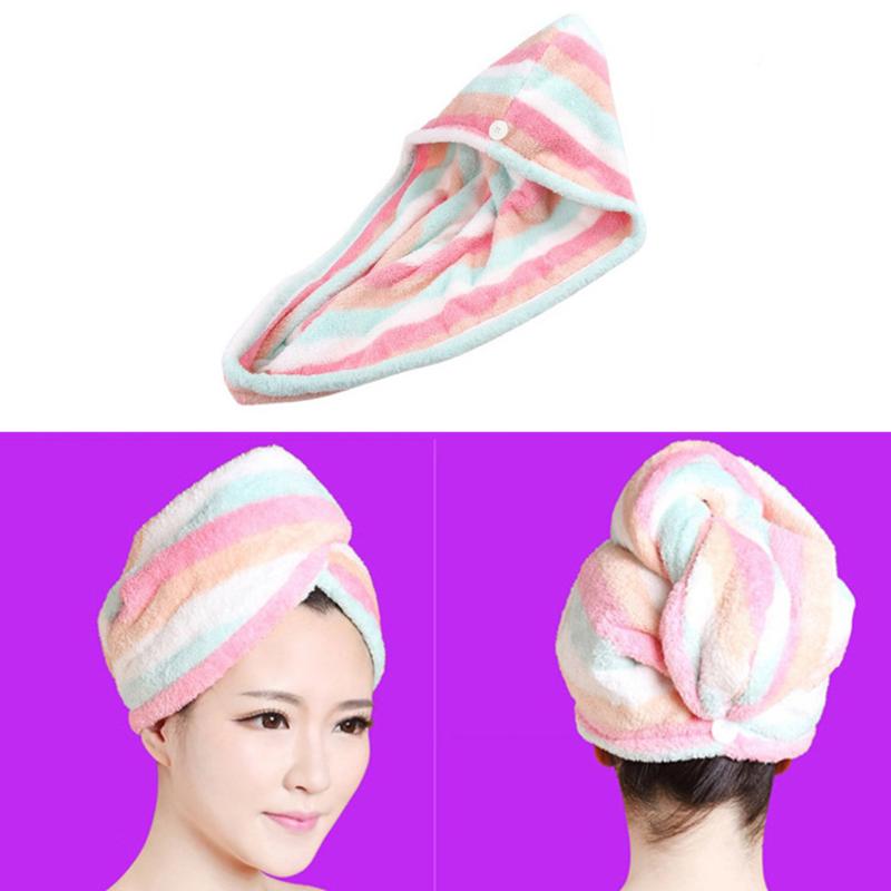 

Microfibre After Shower Hair Drying Wrap Womens Lady's Towel Microfiber Hair Quickly Dry Hat Wrapped Towel Bathing Cap, Multicolor