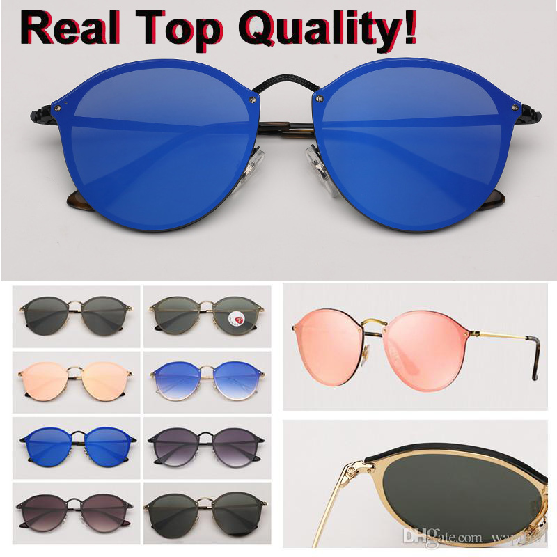 

Womens sunglasses mens great quality flash gradient sunglasses fashion sun glasses eyeware rimless blaze model uv400 protection lenses with free leather case box