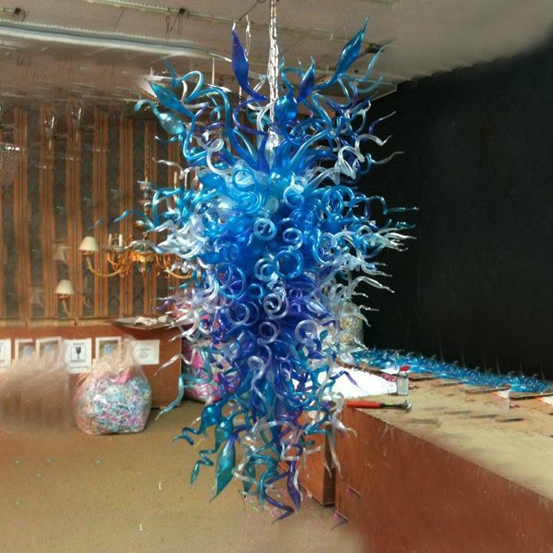 

Modern Glass Chandelier Blue Murano Glass Material and Energy Saving Light Source Hand Blown LED Glass Light Fixture Cheap Chandelier