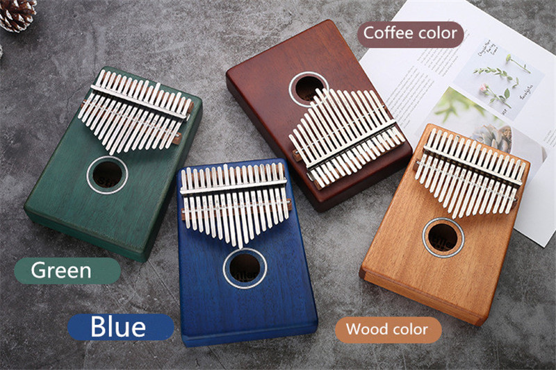 

Three colors 17 metal Keys Kalimba Wood Mahogany Body Thumb Piano play with guitar Musical Instrument accessories