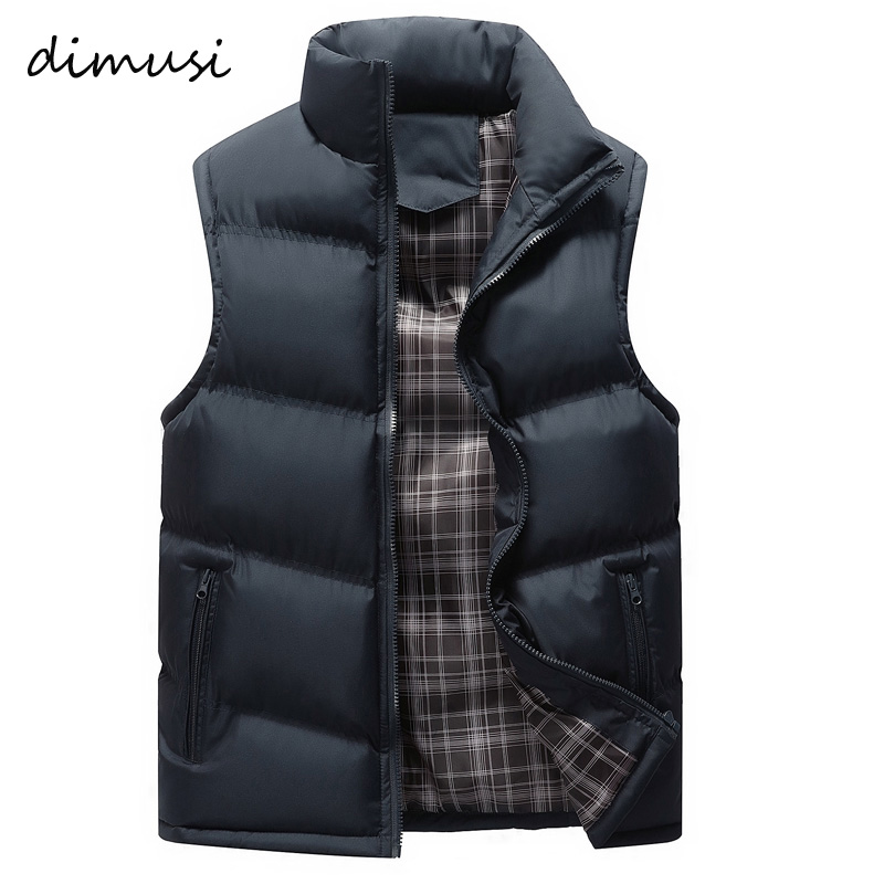 

DIMUSI Winter Vest Men Brand Vest Autumn Male Outwear Cotton-Padded Waistcoat Sleeveless Jacket and Warm 4XL,TA003, Black