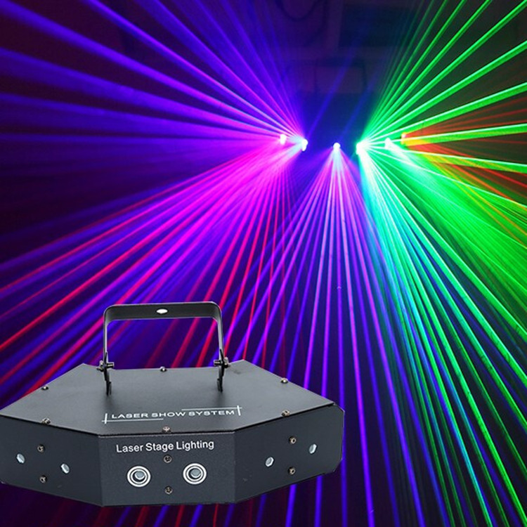 

6 Lens DMX 512 RGB Full Color Scan Stage Laser Lighting Six-eyes 16 Patterns Laser Beam Light Home Party DJ Disco Laser Projector Lamp