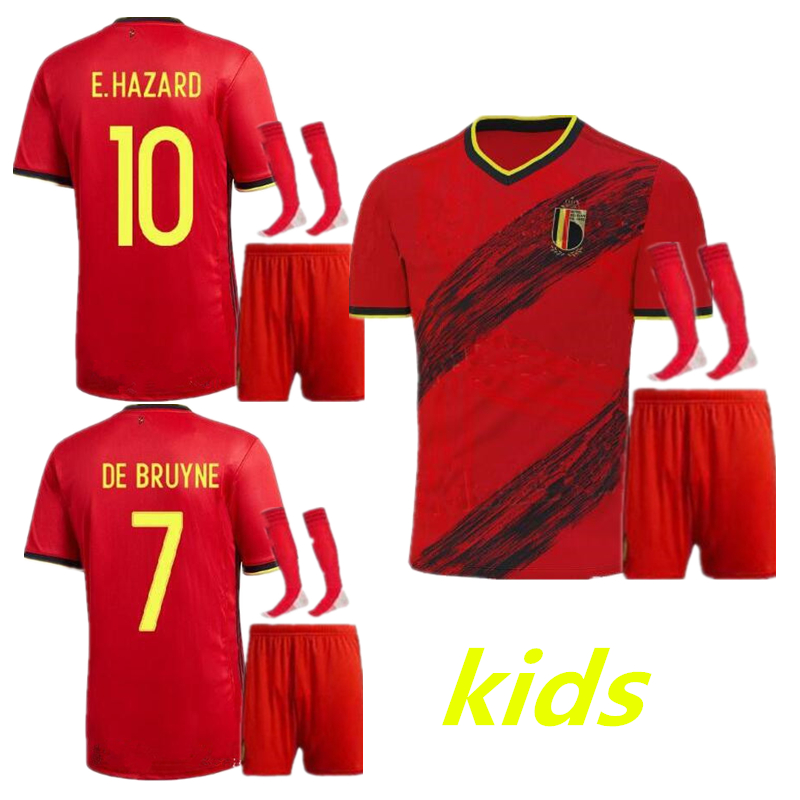 

2020 Belgium soccer jersey kids national team 2020 2021 KIDS E.HAZARD maillot de foot LUKAKU camiseta DE BRUYNE football kits shirt