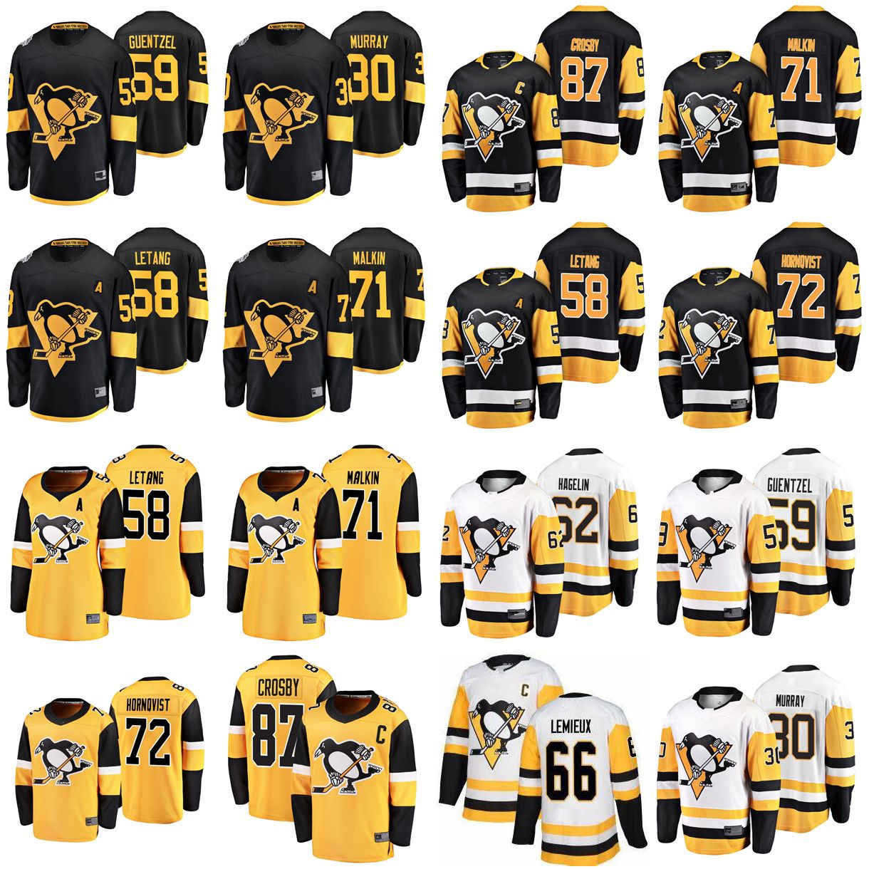 

Stadium Series Pittsburgh Penguins Jerseys 59 Jake Guentzel Jersey 66 Mario Lemieux 62 Carl Hagelin 30 Matt Murray Hockey Jerseys Stitched, Men's white away