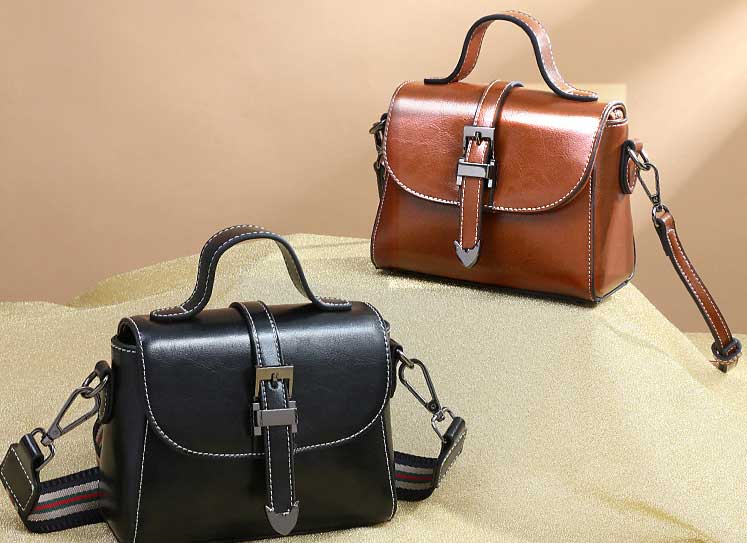 

Designer-New genuine leather cowhide wide shoulder strap fashion ladies bag, Black