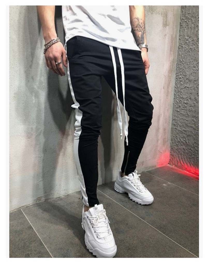 

Pants Men 2019 casual Fashion Fit Striped Drawstring Elastic Waist High Workout Hip Hop Track Trousers