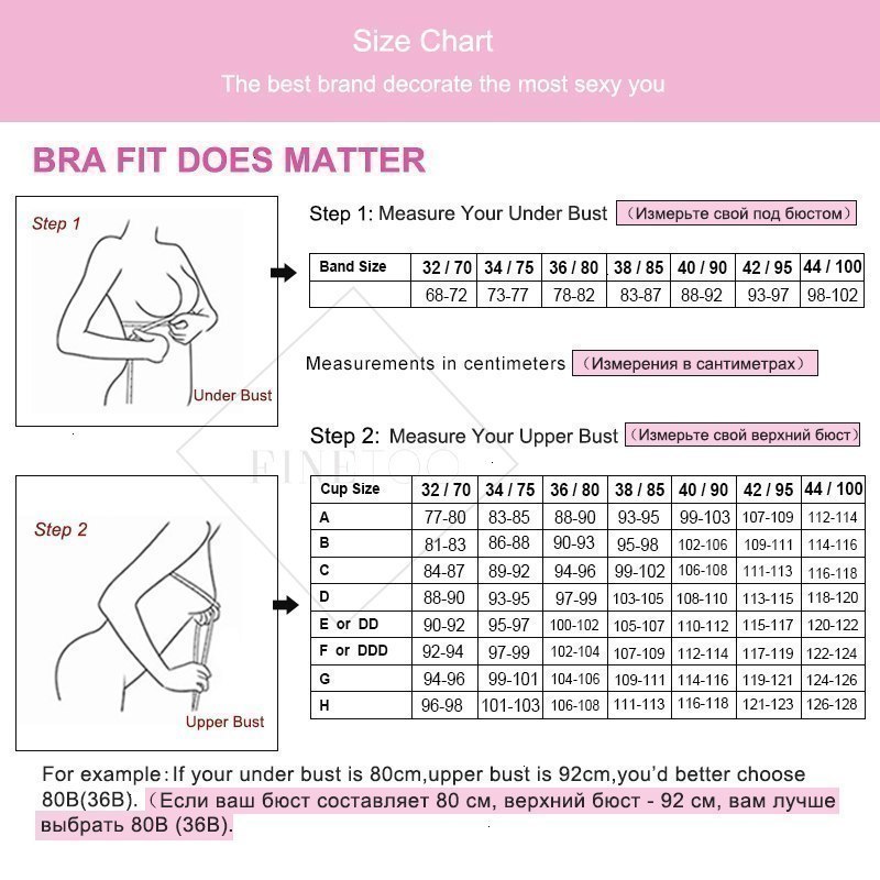 Push Up Bra Size Chart