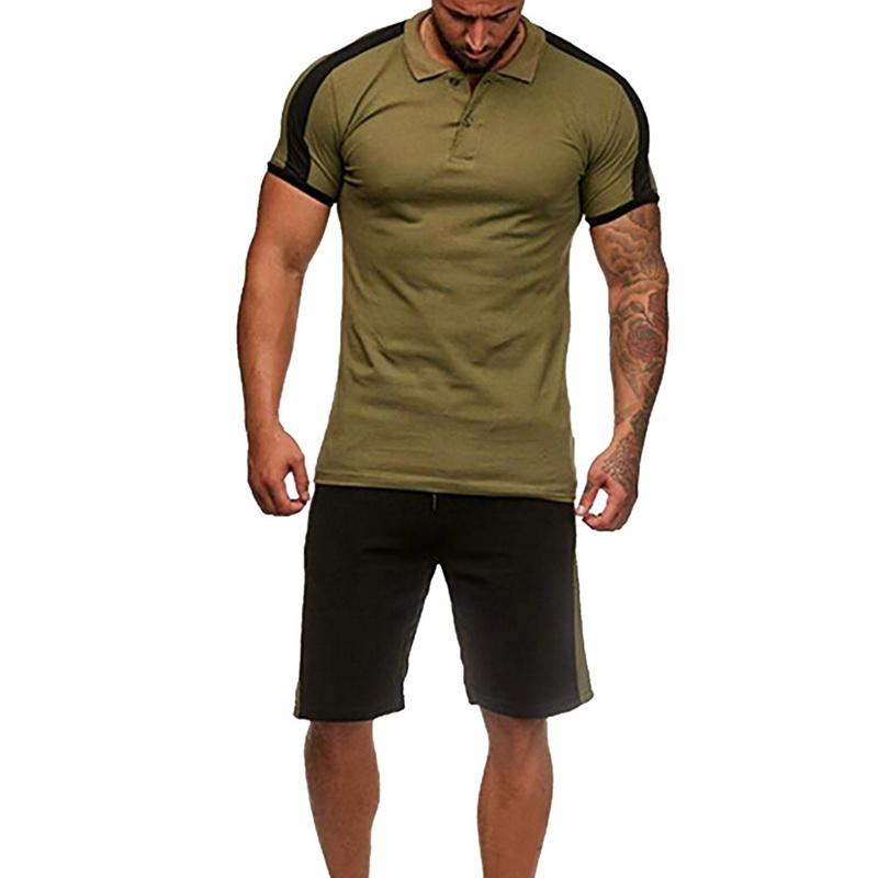 

New Two Pieces Mens Set Summer Short Sleeve T Shirt Top and Shorts Male Tracksuits New Causal Sportswear Fitness Clothing Homme, Navy