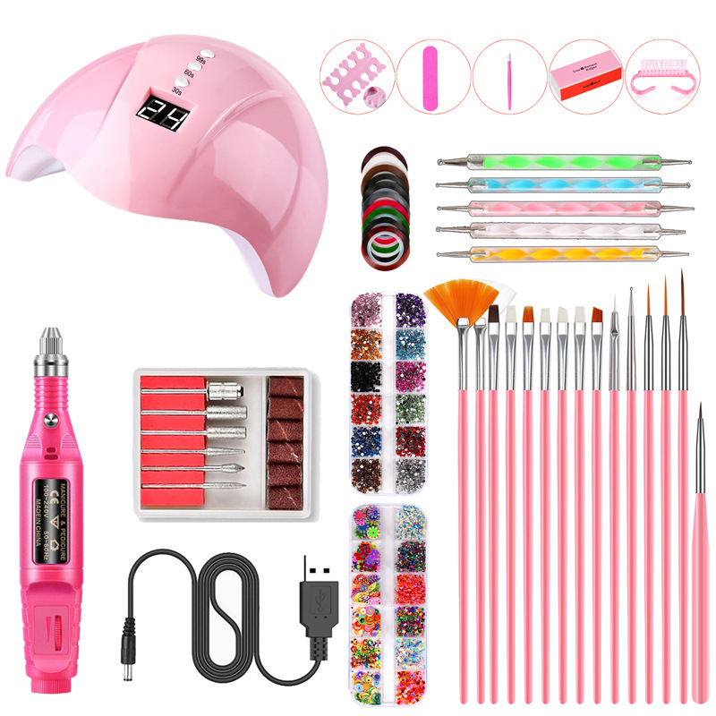 Outils à ongles Smart Set 36W UV LED Lampe Drill manucure Brosse machine 15PCS Ongles Kits Vernis USB Polisseuse Pen Ensemble de bijoux