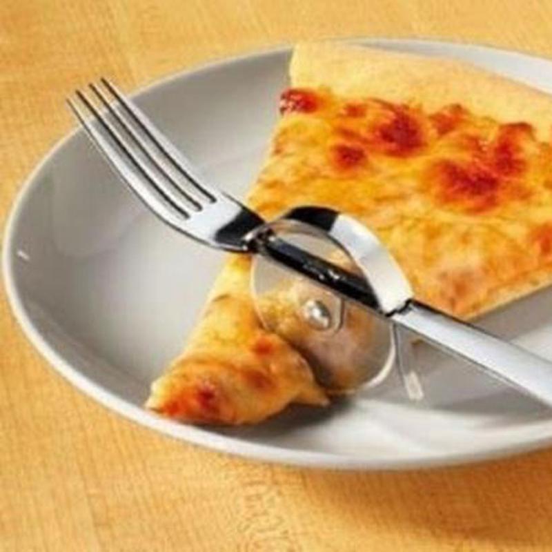 

Fork With Pizza Cutter Pizza Roller Fork Combo Easy Rolling Cutter Cutting Pie Dessert Dinner Tableware Cutlery