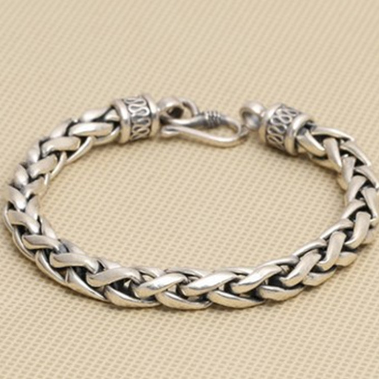 

Solid Silver 925 Thick Chain Bracelet Men Simple Design 100% Real 925 Sterling Silver Vintage Cool Mens Jewelry Free Box Gift