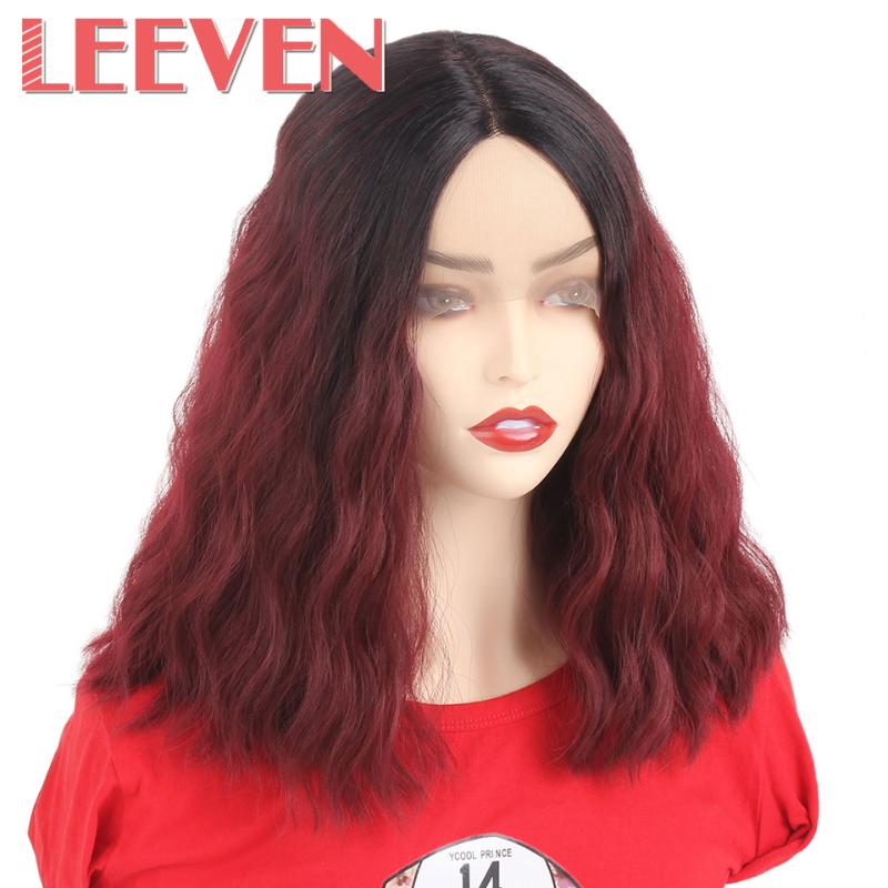 

Leeven Front Lace Synthetic Wig Curly Hair Ladies Short Wave Hair Natural Gradient Fashion Fiber Bob Wig, T1b/613