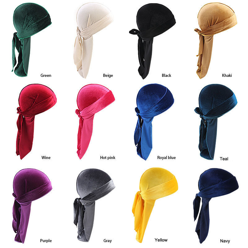 

Hot Sale Unisex Adult Turban Breathable Bandana Velvet Head Wrap Premium Women's Men's Biker Hats Headwear Chemo Cap  Wrap Headscarf, Blue;gray