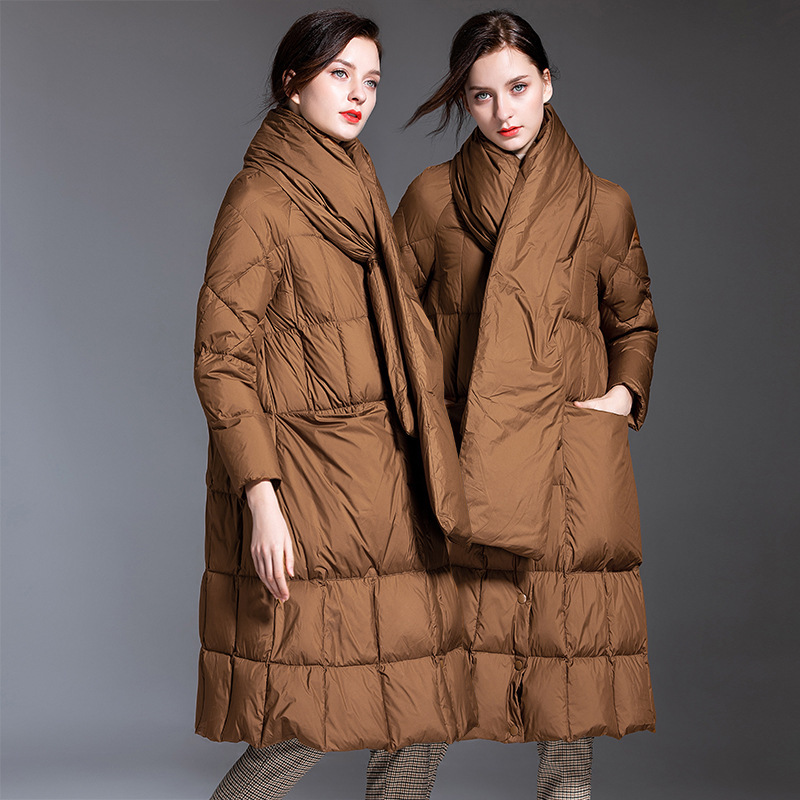 

oversize A Down jacket female 2019 winter Jacket women down jackets long parka white duck Women' fashion outerwear coat, Black