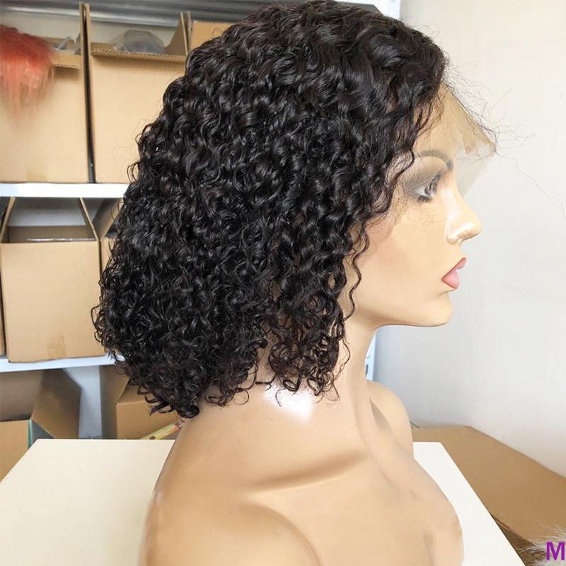 

Kinky Curly Bob Wig Lace Front Human Hair Wigs For Black Women Brazilian Human Hair Bob Wigs 150% 13x4 Lace Frontal Wig, Natural color
