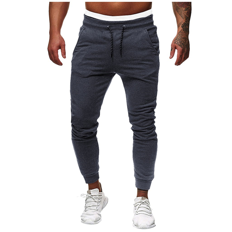

Pants Men Sweatpants Slacks 2019 Male New Fashion Hip Casual Elastic Joggings Sport Solid Baggy Pockets Trousers JAYCOSIN, Gray