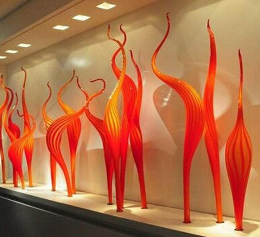 Art Décor Lampe de sol à la main Orange Murano Top Qualité 100% Bouche Sculpture en verre soufflé pour jardin de fête
